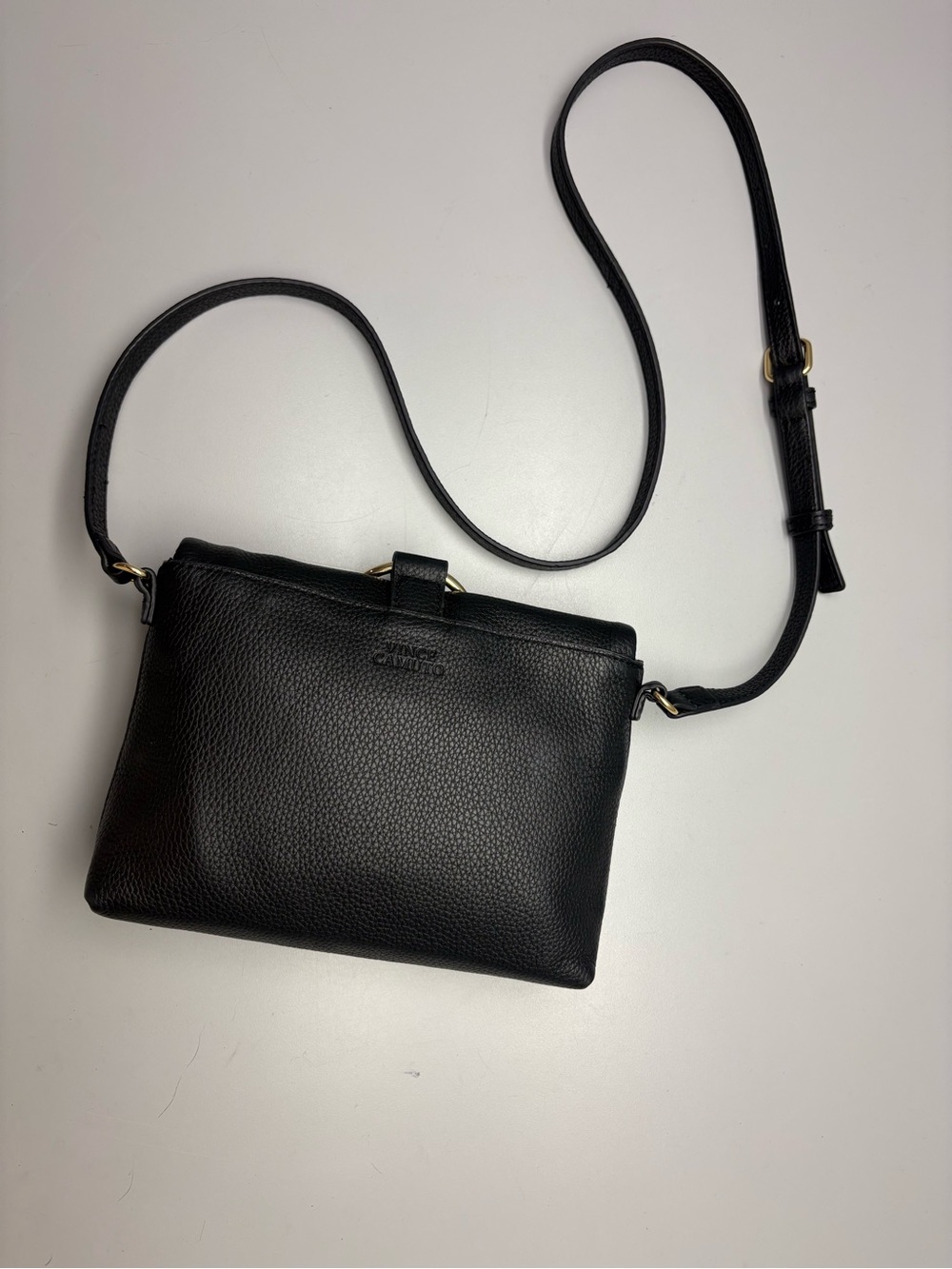 Vince Camuto Ruthie Black Leather Crossbody Bag with Gold Ring Accent- - Picture 3 of 7